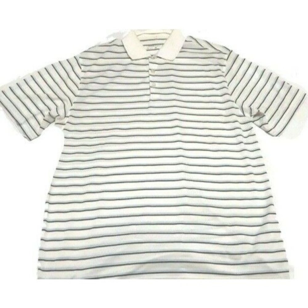 NikeGolf Dri Fit Mens L Striped Polo Shirt White